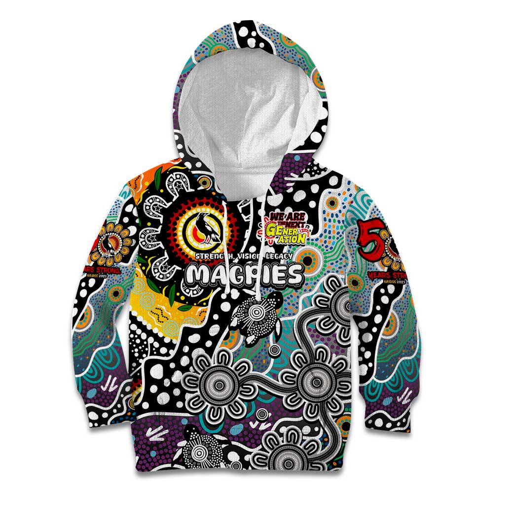 Personalised Magpies AFL Celebrating 50 Years of Naidoc Kid Hoodie NAIDOC Week 2025 Aboriginal