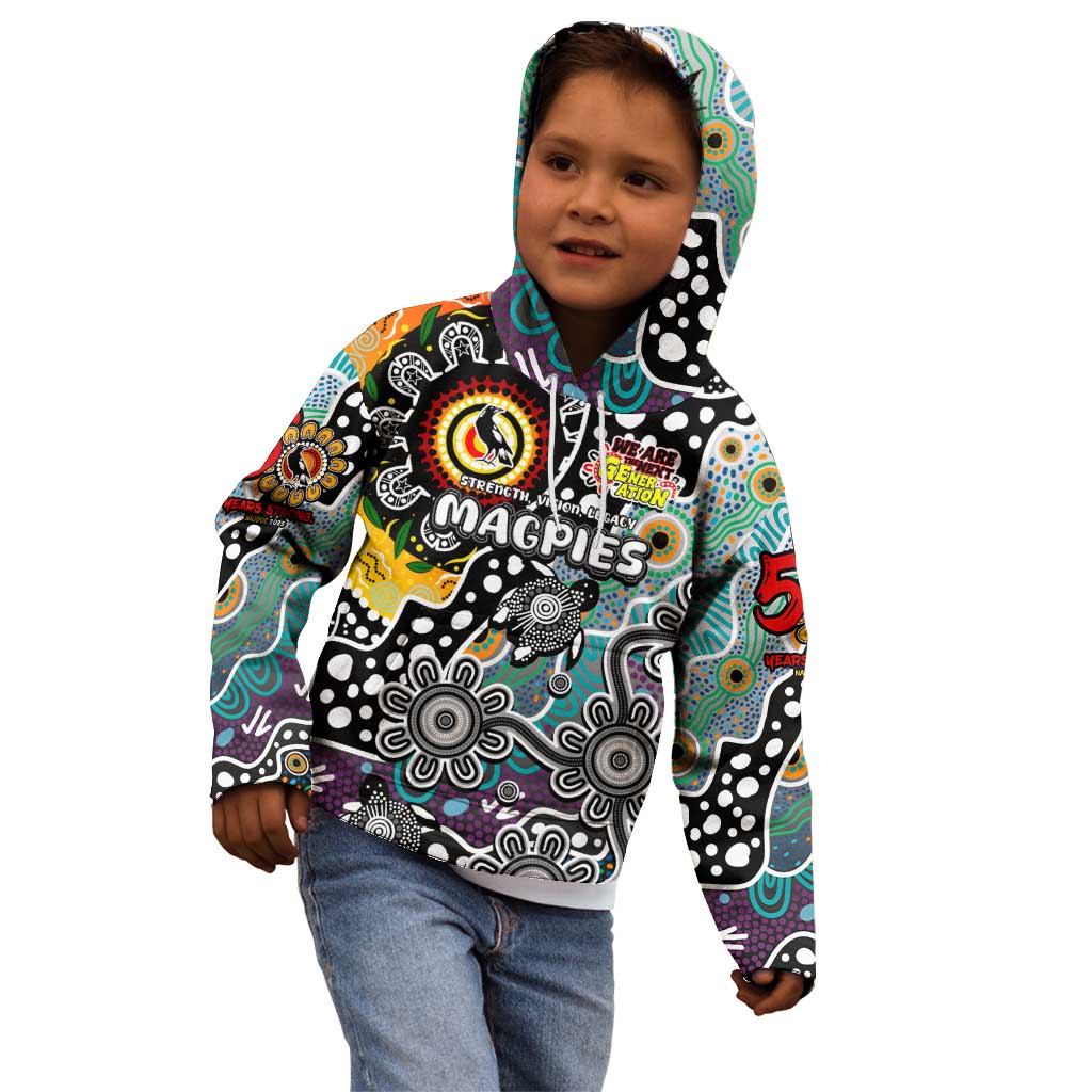 Personalised Magpies AFL Celebrating 50 Years of Naidoc Kid Hoodie NAIDOC Week 2025 Aboriginal