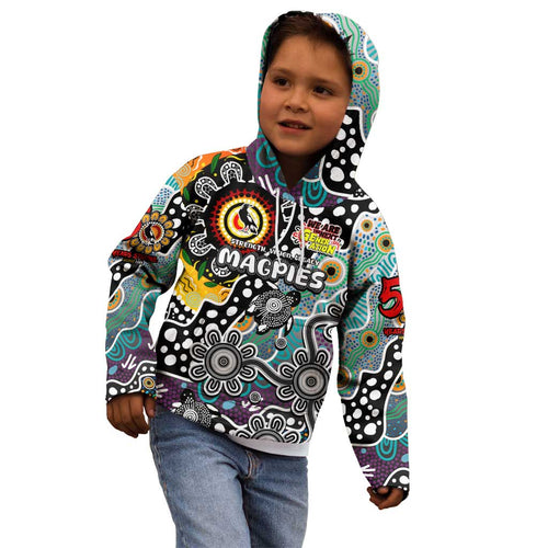 Personalised Magpies AFL Celebrating 50 Years of Naidoc Kid Hoodie NAIDOC Week 2025 Aboriginal