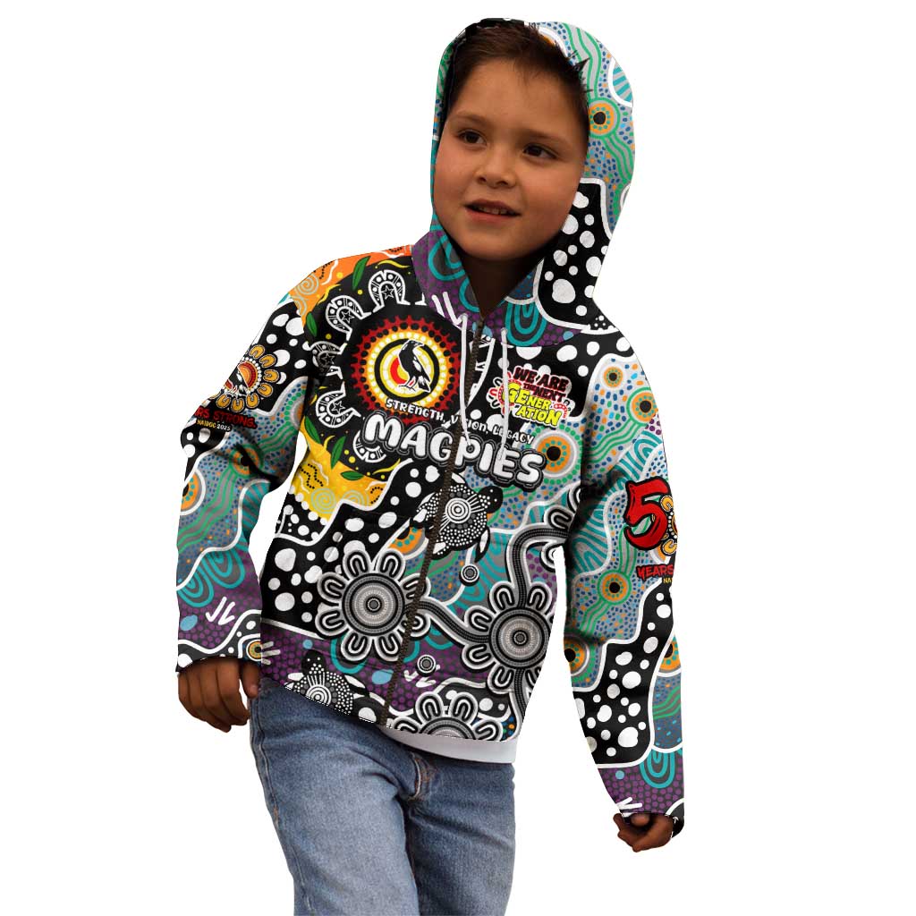Personalised Magpies AFL Celebrating 50 Years of Naidoc Kid Hoodie NAIDOC Week 2025 Aboriginal