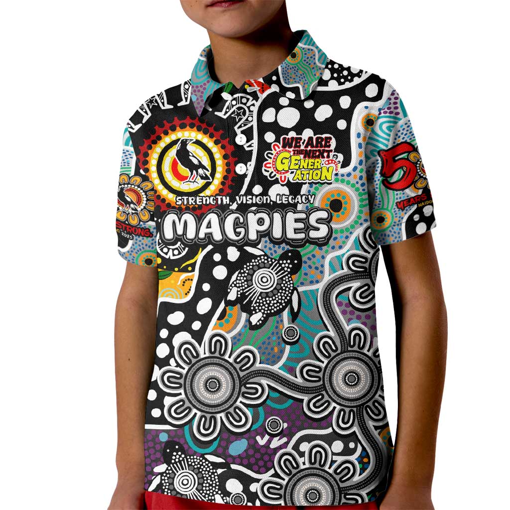 Personalised Magpies AFL Celebrating 50 Years of Naidoc Kid Polo Shirt NAIDOC Week 2025 Aboriginal