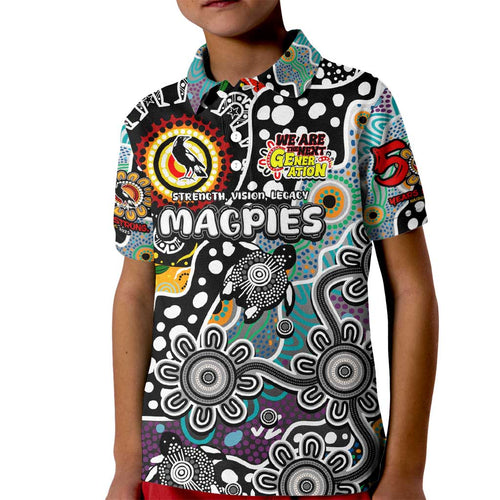 Personalised Magpies AFL Celebrating 50 Years of Naidoc Kid Polo Shirt NAIDOC Week 2025 Aboriginal