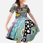 Personalised Magpies AFL Celebrating 50 Years of Naidoc Kid Short Sleeve Dress NAIDOC Week 2025 Aboriginal