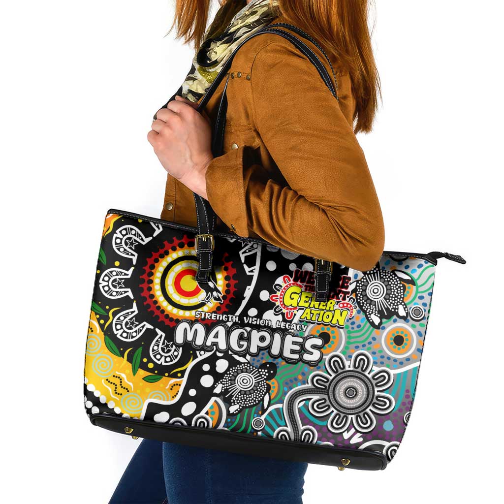 Magpies AFL Celebrating 50 Years of Naidoc Leather Tote Bag NAIDOC Week 2025 Aboriginal
