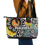 Magpies AFL Celebrating 50 Years of Naidoc Leather Tote Bag NAIDOC Week 2025 Aboriginal
