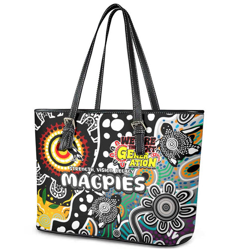 Magpies AFL Celebrating 50 Years of Naidoc Leather Tote Bag NAIDOC Week 2025 Aboriginal