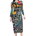 Personalised Magpies AFL Celebrating 50 Years of Naidoc Long Sleeve Bodycon Dress NAIDOC Week 2025 Aboriginal
