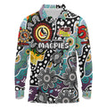 Personalised Magpies AFL Celebrating 50 Years of Naidoc Long Sleeve Polo Shirt NAIDOC Week 2025 Aboriginal
