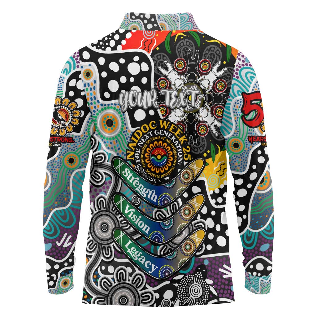Personalised Magpies AFL Celebrating 50 Years of Naidoc Long Sleeve Polo Shirt NAIDOC Week 2025 Aboriginal