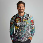 Personalised Magpies AFL Celebrating 50 Years of Naidoc Long Sleeve Polo Shirt NAIDOC Week 2025 Aboriginal