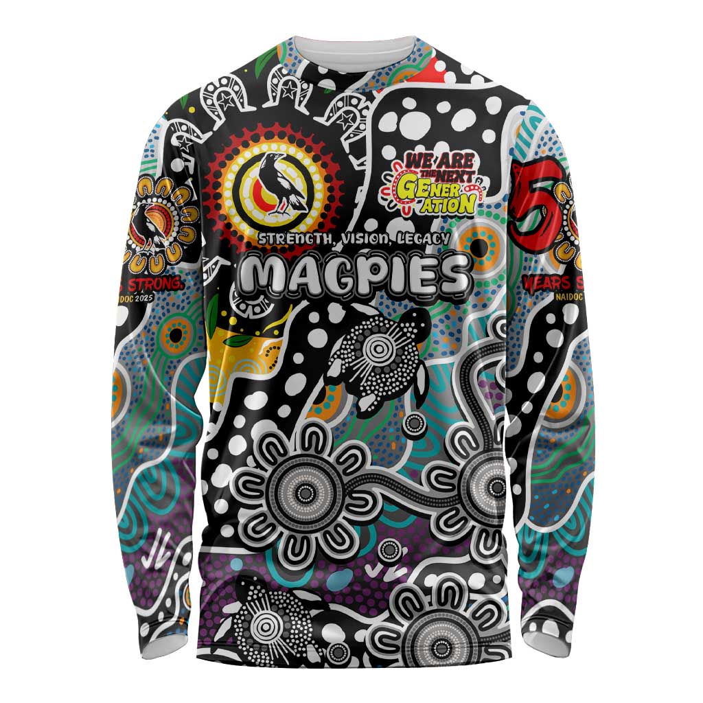 Personalised Magpies AFL Celebrating 50 Years of Naidoc Long Sleeve Shirt NAIDOC Week 2025 Aboriginal