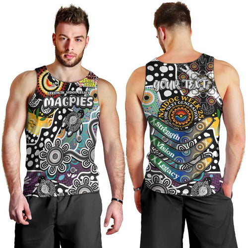 Personalised Magpies AFL Celebrating 50 Years of Naidoc Men Tank Top NAIDOC Week 2025 Aboriginal