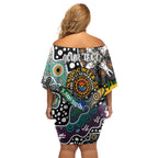 Personalised Magpies AFL Celebrating 50 Years of Naidoc Off Shoulder Short Dress NAIDOC Week 2025 Aboriginal