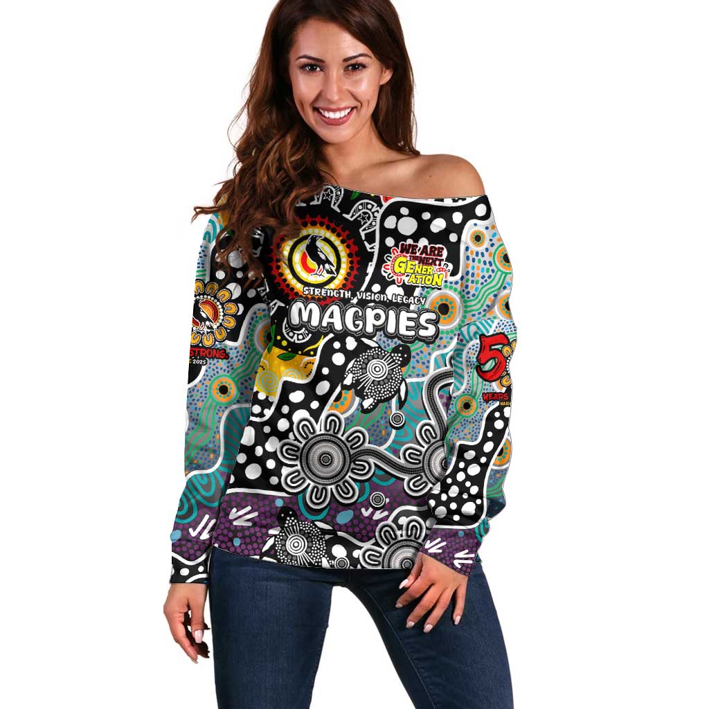 Personalised Magpies AFL Celebrating 50 Years of Naidoc Off Shoulder Sweater NAIDOC Week 2025 Aboriginal