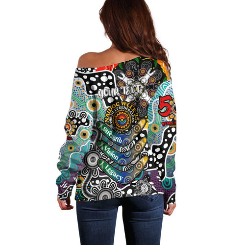 Personalised Magpies AFL Celebrating 50 Years of Naidoc Off Shoulder Sweater NAIDOC Week 2025 Aboriginal