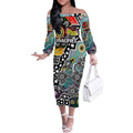 Personalised Magpies AFL Celebrating 50 Years of Naidoc Off The Shoulder Long Sleeve Dress NAIDOC Week 2025 Aboriginal