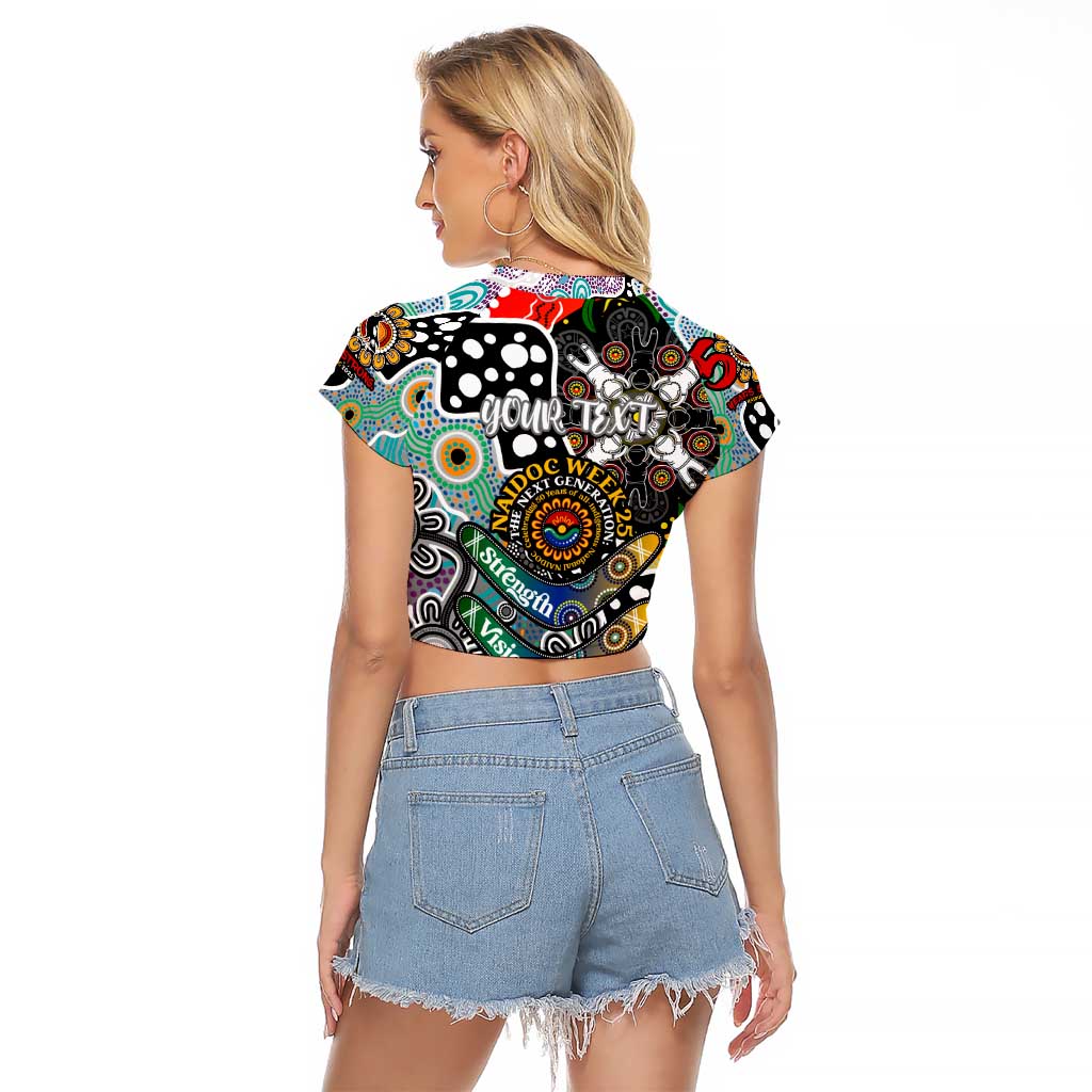 Personalised Magpies AFL Celebrating 50 Years of Naidoc Raglan Cropped T Shirt NAIDOC Week 2025 Aboriginal