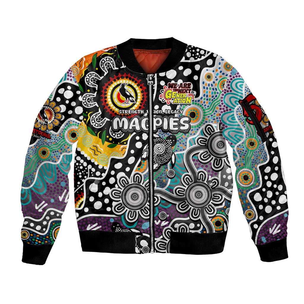 Personalised Magpies AFL Celebrating 50 Years of Naidoc Sleeve Zip Bomber Jacket NAIDOC Week 2025 Aboriginal