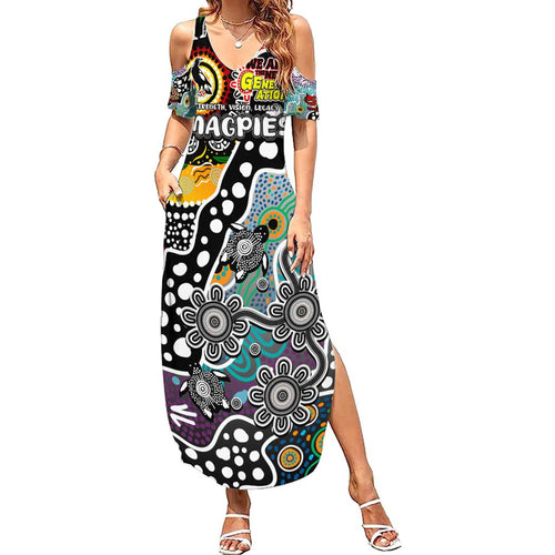 Personalised Magpies AFL Celebrating 50 Years of Naidoc Summer Maxi Dress NAIDOC Week 2025 Aboriginal