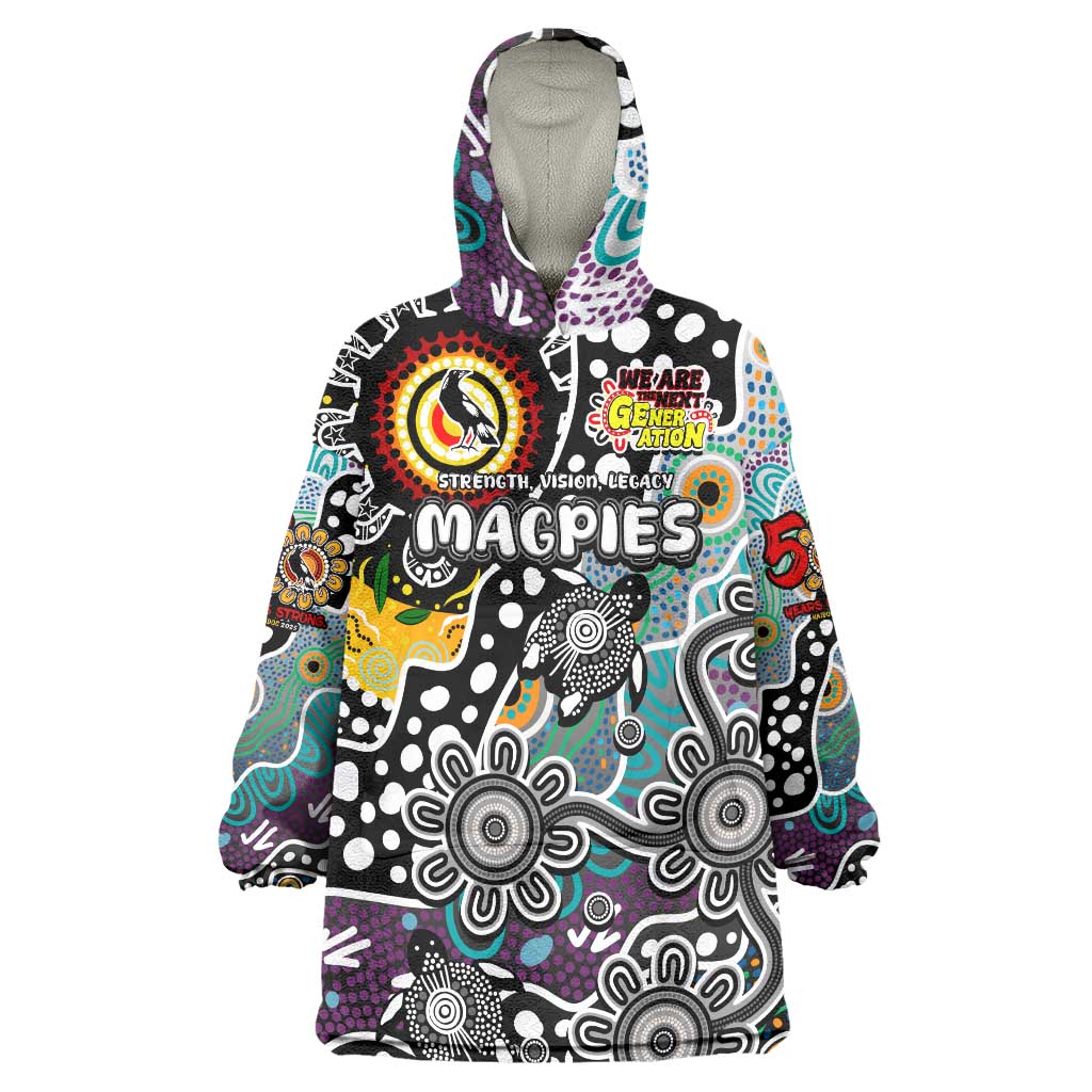 Personalised Magpies AFL Celebrating 50 Years of Naidoc Wearable Blanket Hoodie NAIDOC Week 2025 Aboriginal