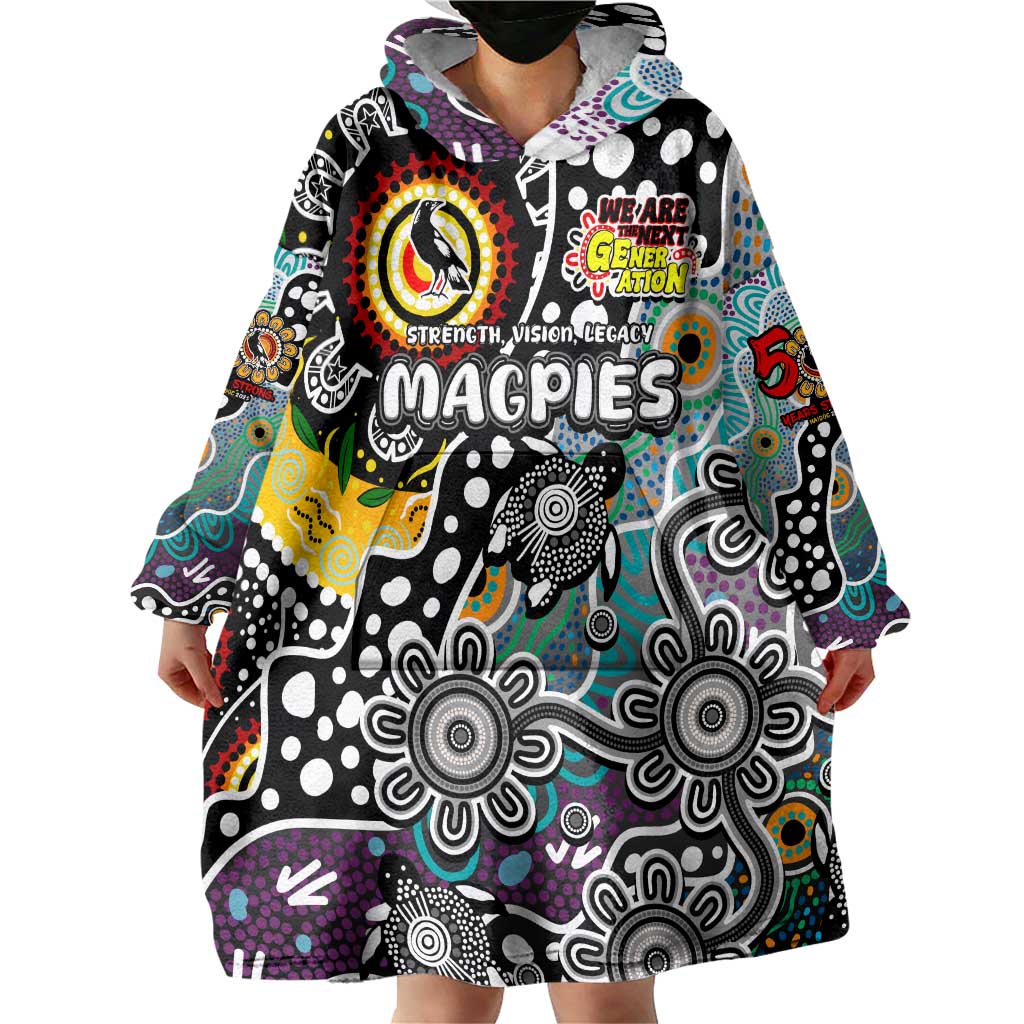 Personalised Magpies AFL Celebrating 50 Years of Naidoc Wearable Blanket Hoodie NAIDOC Week 2025 Aboriginal