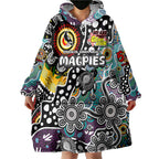 Personalised Magpies AFL Celebrating 50 Years of Naidoc Wearable Blanket Hoodie NAIDOC Week 2025 Aboriginal