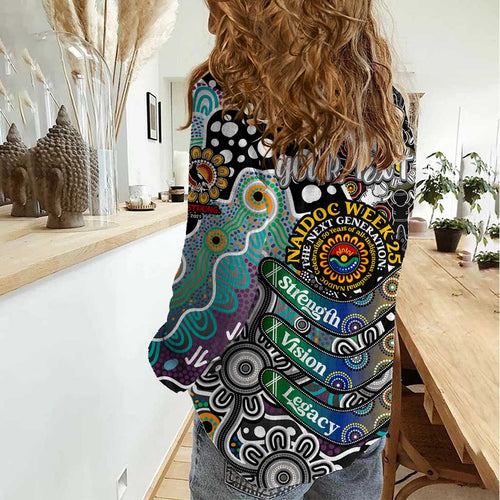 Personalised Magpies AFL Celebrating 50 Years of Naidoc Women Casual Shirt NAIDOC Week 2025 Aboriginal