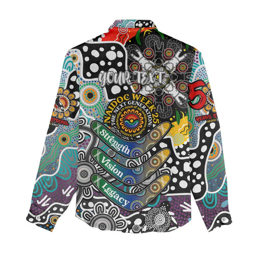 Personalised Magpies AFL Celebrating 50 Years of Naidoc Women Casual Shirt NAIDOC Week 2025 Aboriginal