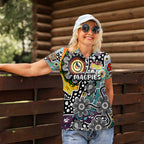 Personalised Magpies AFL Celebrating 50 Years of Naidoc Women Polo Shirt NAIDOC Week 2025 Aboriginal