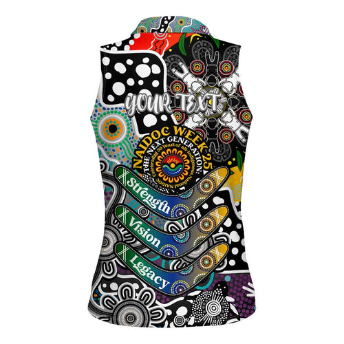 Personalised Magpies AFL Celebrating 50 Years of Naidoc Women Sleeveless Polo Shirt NAIDOC Week 2025 Aboriginal