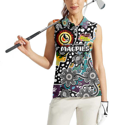 Personalised Magpies AFL Celebrating 50 Years of Naidoc Women Sleeveless Polo Shirt NAIDOC Week 2025 Aboriginal
