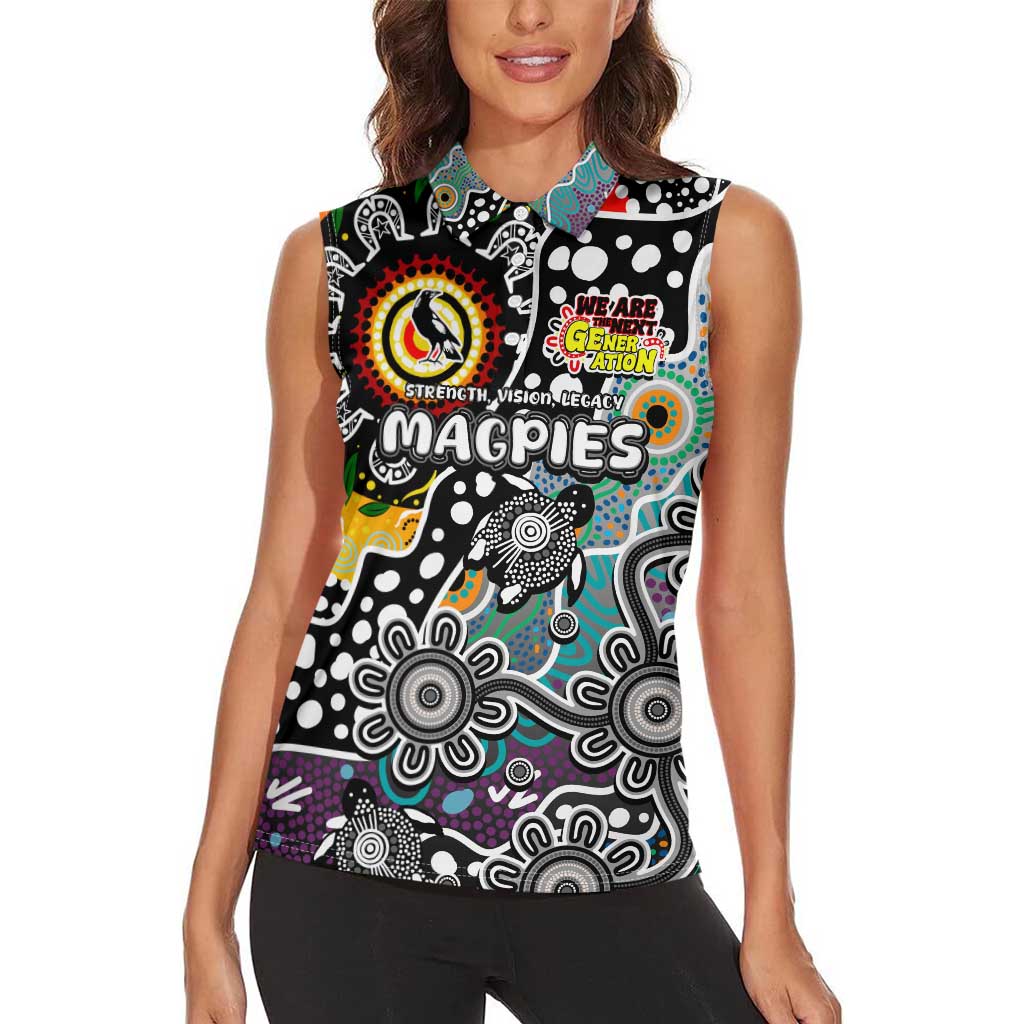 Personalised Magpies AFL Celebrating 50 Years of Naidoc Women Sleeveless Polo Shirt NAIDOC Week 2025 Aboriginal