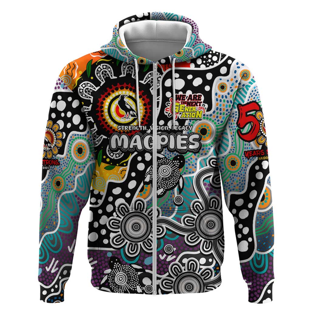 Personalised Magpies AFL Celebrating 50 Years of Naidoc Zip Hoodie NAIDOC Week 2025 Aboriginal