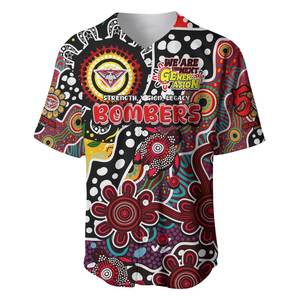 Personalised Bombers AFL Celebrating 50 Years of Naidoc Baseball Jersey NAIDOC Week 2025 Aboriginal