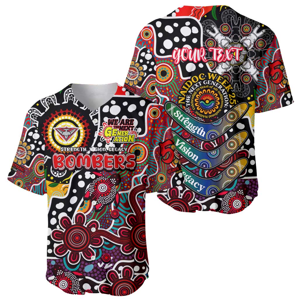 Personalised Bombers AFL Celebrating 50 Years of Naidoc Baseball Jersey NAIDOC Week 2025 Aboriginal