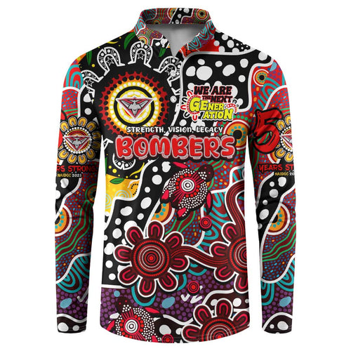 Personalised Bombers AFL Celebrating 50 Years of Naidoc Button Sweatshirt NAIDOC Week 2025 Aboriginal
