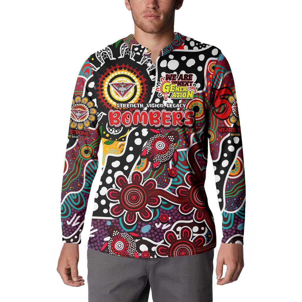 Personalised Bombers AFL Celebrating 50 Years of Naidoc Button Sweatshirt NAIDOC Week 2025 Aboriginal