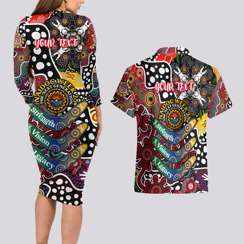 Personalised Bombers AFL Celebrating 50 Years of Naidoc Couples Matching Long Sleeve Bodycon Dress and Hawaiian Shirt NAIDOC Week 2025 Aboriginal