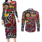 Personalised Bombers AFL Celebrating 50 Years of Naidoc Couples Matching Long Sleeve Bodycon Dress and Long Sleeve Button Shirt NAIDOC Week 2025 Aboriginal
