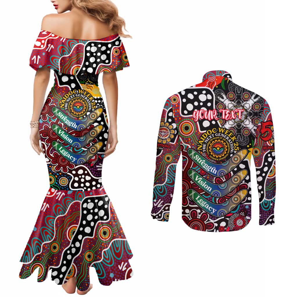 Personalised Bombers AFL Celebrating 50 Years of Naidoc Couples Matching Mermaid Dress and Long Sleeve Button Shirt NAIDOC Week 2025 Aboriginal