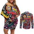 Personalised Bombers AFL Celebrating 50 Years of Naidoc Couples Matching Off Shoulder Short Dress and Long Sleeve Button Shirt NAIDOC Week 2025 Aboriginal
