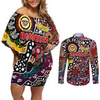 Personalised Bombers AFL Celebrating 50 Years of Naidoc Couples Matching Off Shoulder Short Dress and Long Sleeve Button Shirt NAIDOC Week 2025 Aboriginal