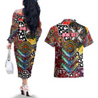 Personalised Bombers AFL Celebrating 50 Years of Naidoc Couples Matching Off The Shoulder Long Sleeve Dress and Hawaiian Shirt NAIDOC Week 2025 Aboriginal