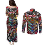 Personalised Bombers AFL Celebrating 50 Years of Naidoc Couples Matching Puletasi and Long Sleeve Button Shirt NAIDOC Week 2025 Aboriginal