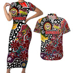 Personalised Bombers AFL Celebrating 50 Years of Naidoc Couples Matching Short Sleeve Bodycon Dress and Hawaiian Shirt NAIDOC Week 2025 Aboriginal