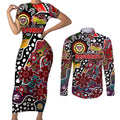 Personalised Bombers AFL Celebrating 50 Years of Naidoc Couples Matching Short Sleeve Bodycon Dress and Long Sleeve Button Shirt NAIDOC Week 2025 Aboriginal