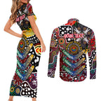 Personalised Bombers AFL Celebrating 50 Years of Naidoc Couples Matching Short Sleeve Bodycon Dress and Long Sleeve Button Shirt NAIDOC Week 2025 Aboriginal