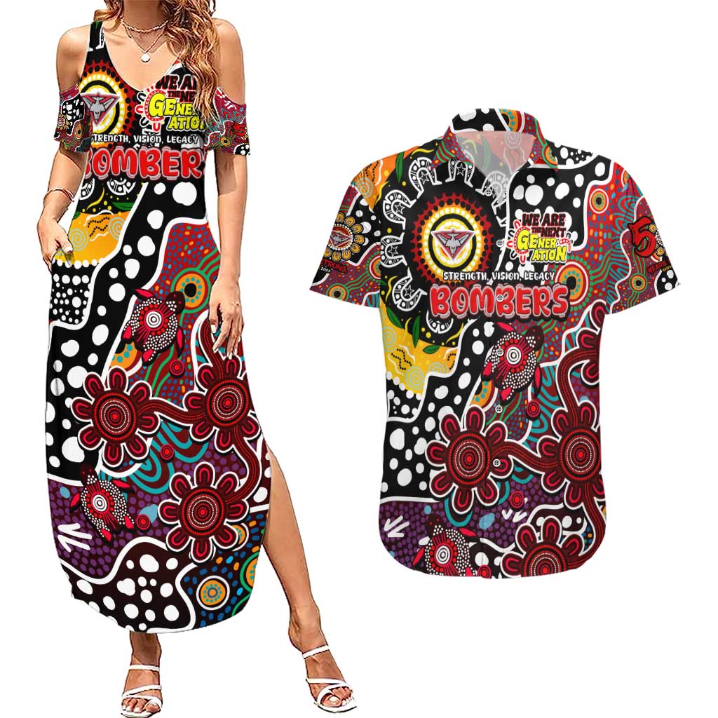 Personalised Bombers AFL Celebrating 50 Years of Naidoc Couples Matching Summer Maxi Dress and Hawaiian Shirt NAIDOC Week 2025 Aboriginal