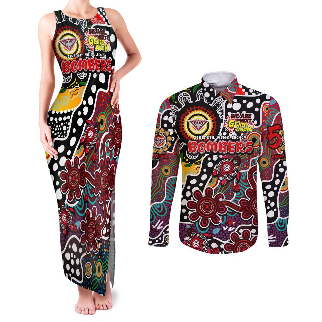 Personalised Bombers AFL Celebrating 50 Years of Naidoc Couples Matching Tank Maxi Dress and Long Sleeve Button Shirt NAIDOC Week 2025 Aboriginal