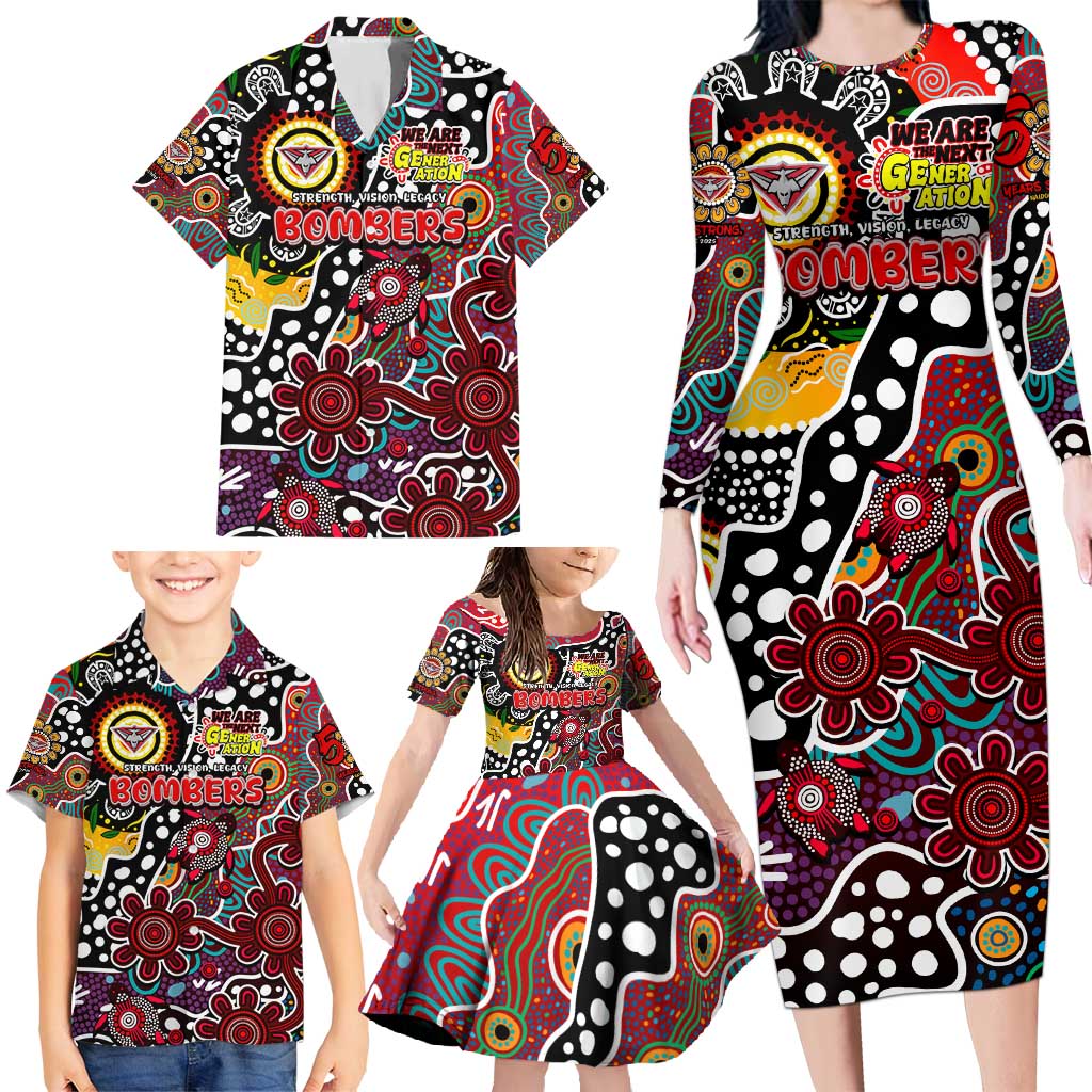 Personalised Bombers AFL Celebrating 50 Years of Naidoc Family Matching Long Sleeve Bodycon Dress and Hawaiian Shirt NAIDOC Week 2025 Aboriginal